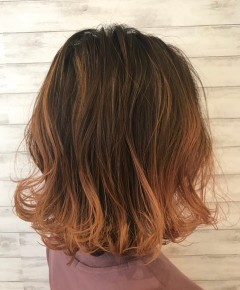 外ハネ×グラデーションオレンジ